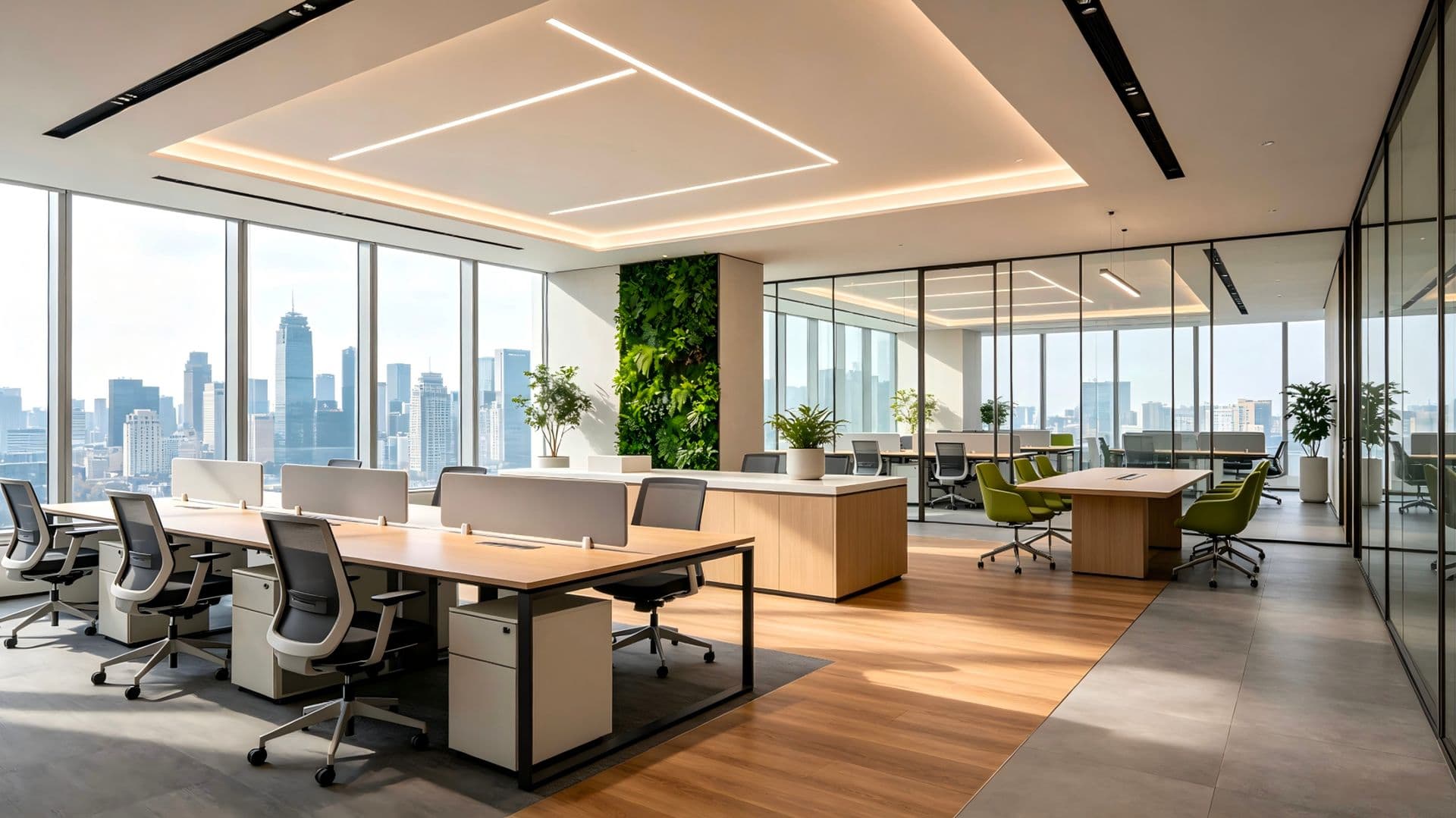 Modern boardroom with city view